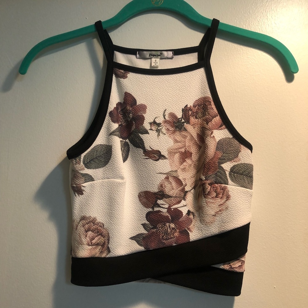 NWOT Floral Halter Crop Top - Picture 6 of 11